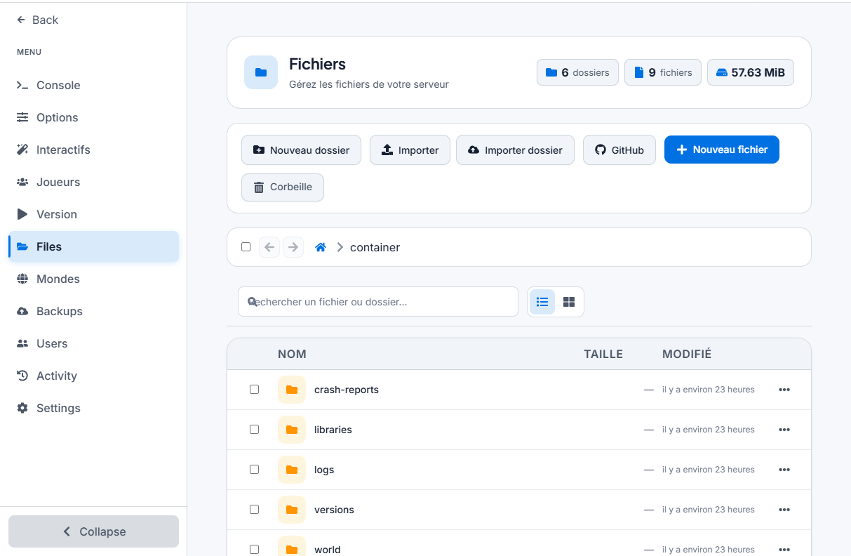 Administrador de archivos ACLClouds para Minecraft